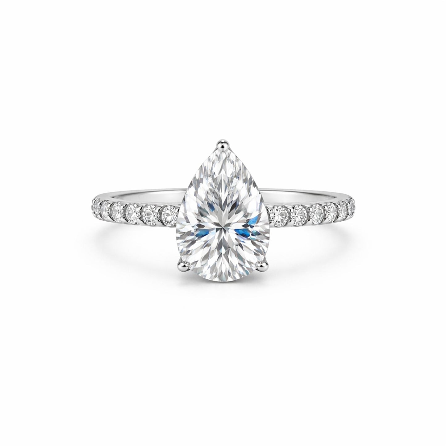 3 carat pear cut lab-grown diamond ring in 18k gold vermeil setting