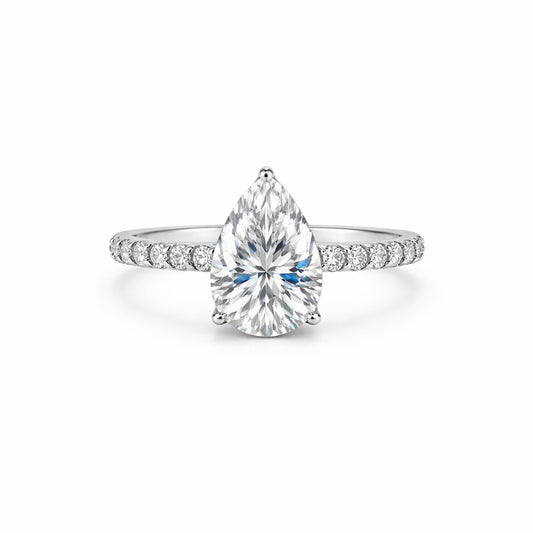 3 carat pear cut lab-grown diamond ring in 18k gold vermeil setting