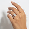 Side angle of 3ct pear diamond ring with gold vermeil five-prong mounting