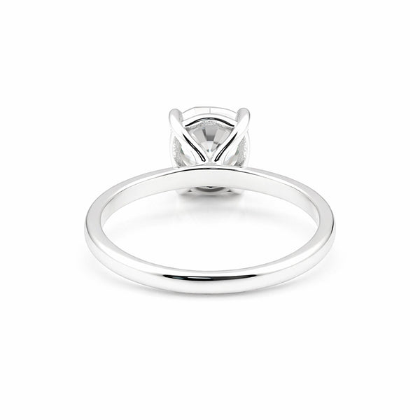 Close-up of cushion cut lab-grown diamond, VS1 clarity, table and crown