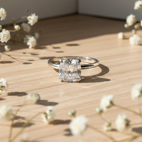 Inner band of 925 sterling silver with 18k gold vermeil on engagement ring