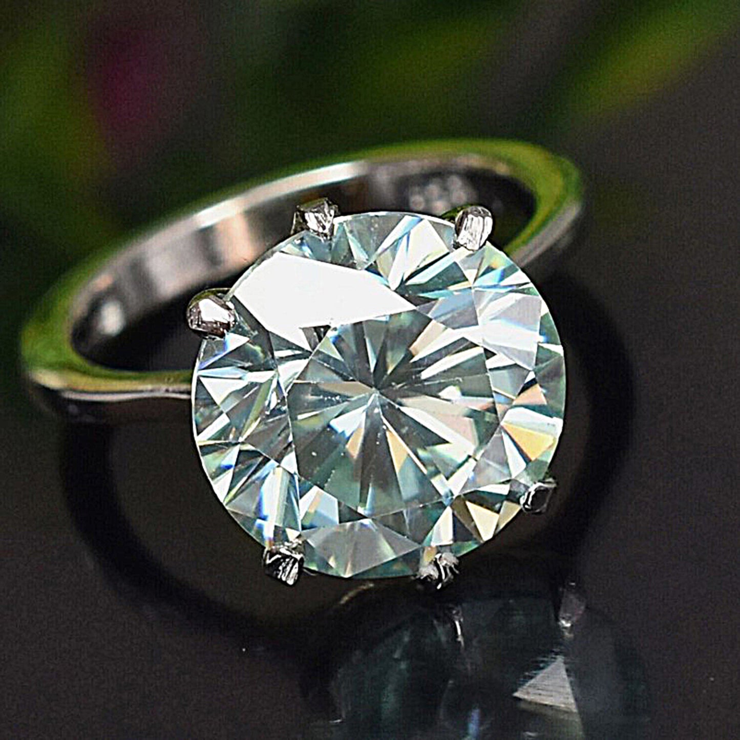 Certified 5.5ct VS1 Blue Moissanite Ring for Anniversary Gift in 18K Gold Plated