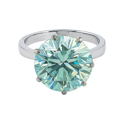 Certified 5.5ct VS1 Blue Moissanite Ring for Anniversary Gift in 18K Gold Plated