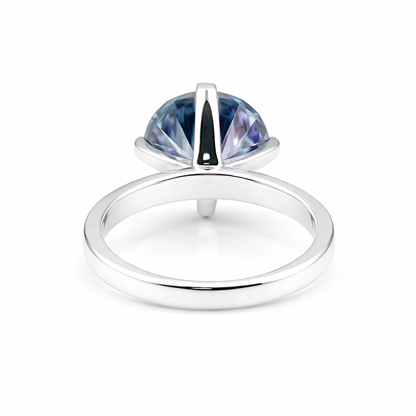 Certified 3.60 ct DEW Round Cut Blue Moissanite Solitaire Ring In Gold Vermeil