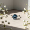 Certified 3.60 ct DEW Round Cut Blue Moissanite Solitaire Ring In Gold Vermeil