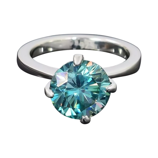 2.50 Ct Certified Gold Vermeil Certified Blue Moissanite Solitaire Ring