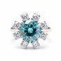 Certified 2.20ct VS1/Round Cut/Blue Moissanite Ring in 18K Gold Plated