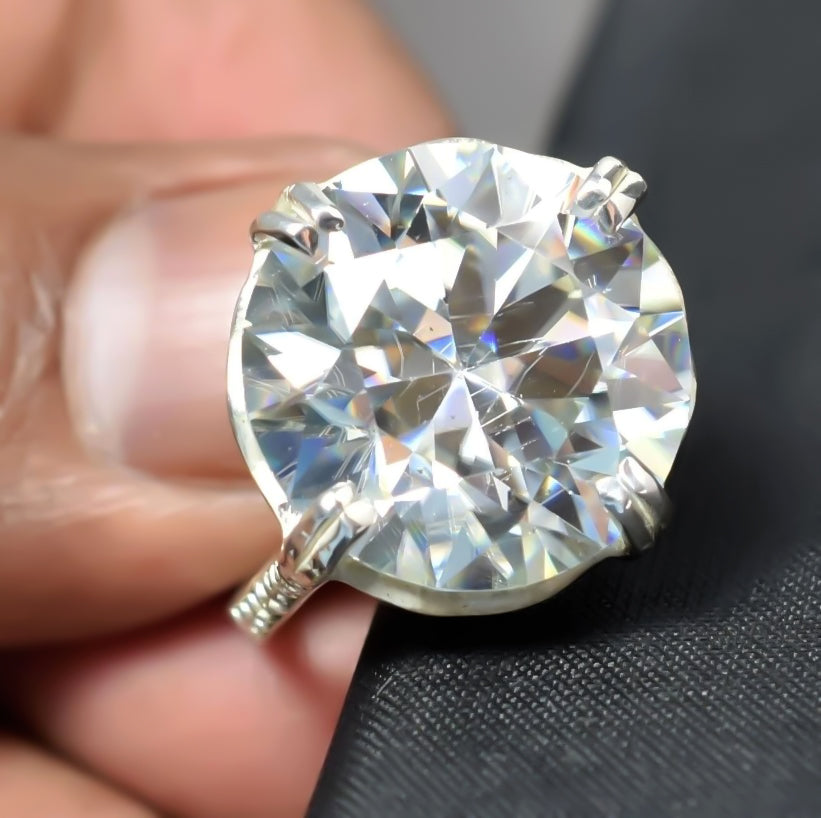 Certified 10ct VS1 Round White Moissanite Ring Jewelry 18K Gold Plated