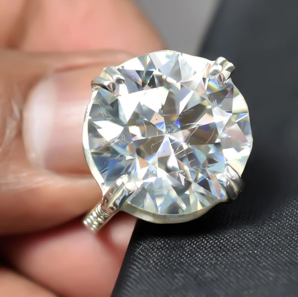 Certified 10ct VS1 Round White Moissanite Ring Jewelry 18K Gold Plated