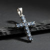5.5 ct DEW Certified Round Cut Blue Moissanite Plus-Shape In Vermeil 925 Silver Pendant