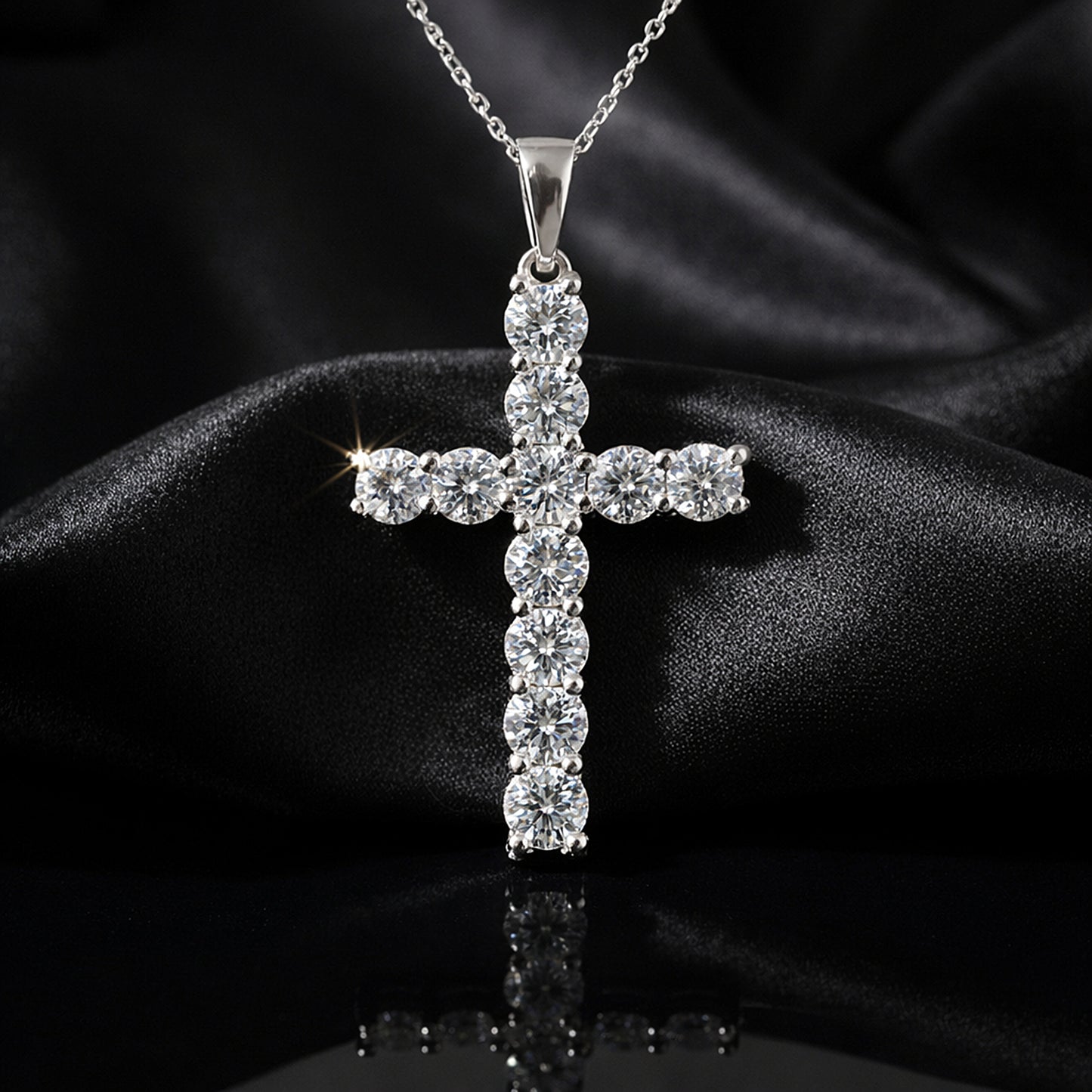 5.00 Ct Certified Round Cut White Moissanite Cross Pendant In 18K Gold Plated Verme 18K Gold Plated