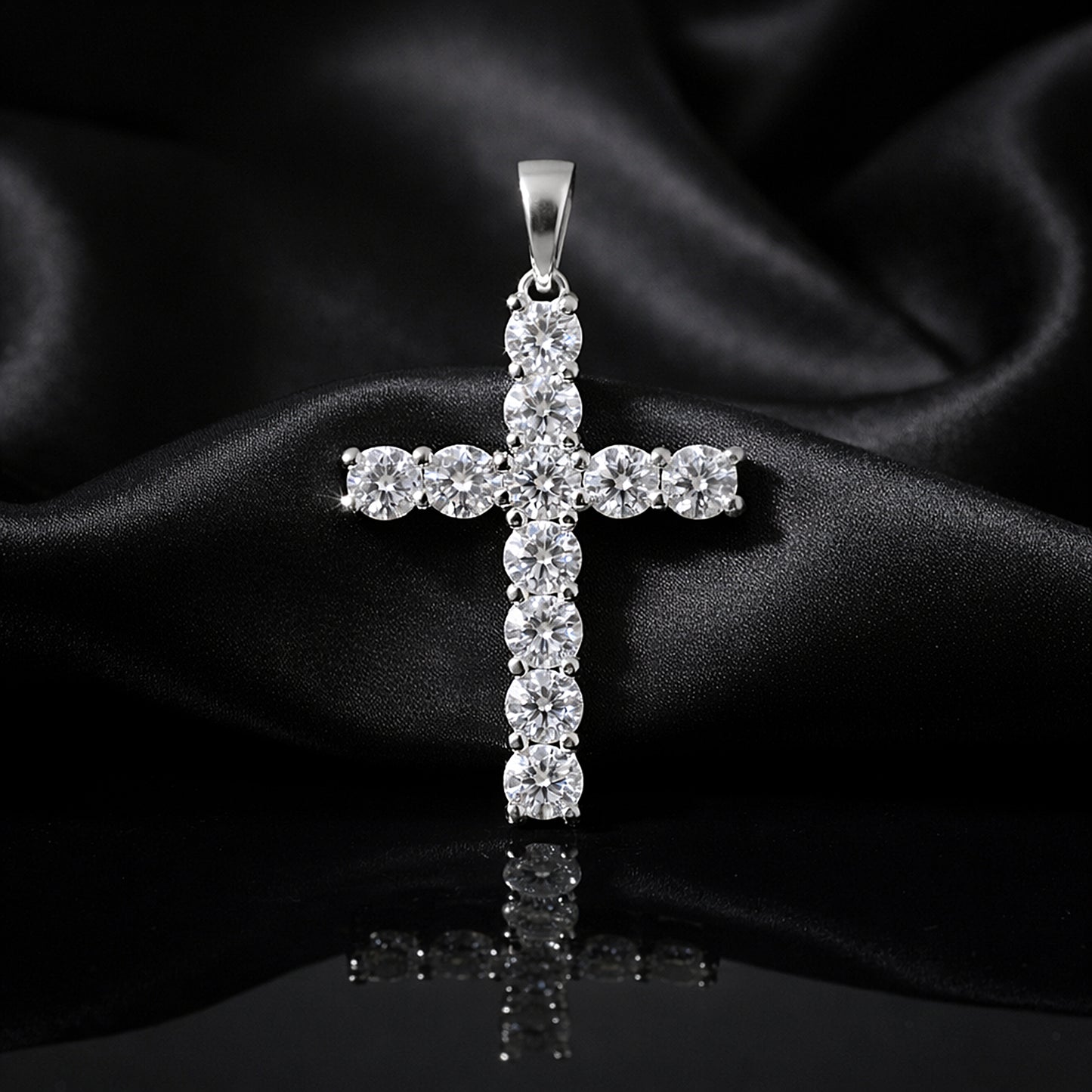 5.00 Ct Certified Round Cut White Moissanite Cross Pendant In 18K Gold Plated Verme 18K Gold Plated