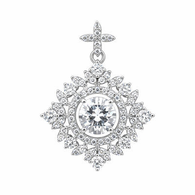 Certified 2.75 ct DEW White Moissanite Pendant In Vermeil 925 Silver Jewelry