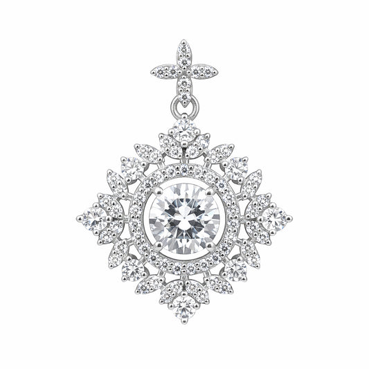 Certified 2.75 ct DEW White Moissanite Pendant In Vermeil 925 Silver Jewelry