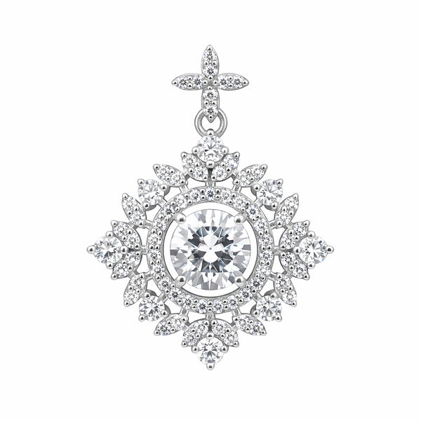 Certified 2.75 Ct White Moissanite Pendant In Vermeil 925 Silver Jewelry