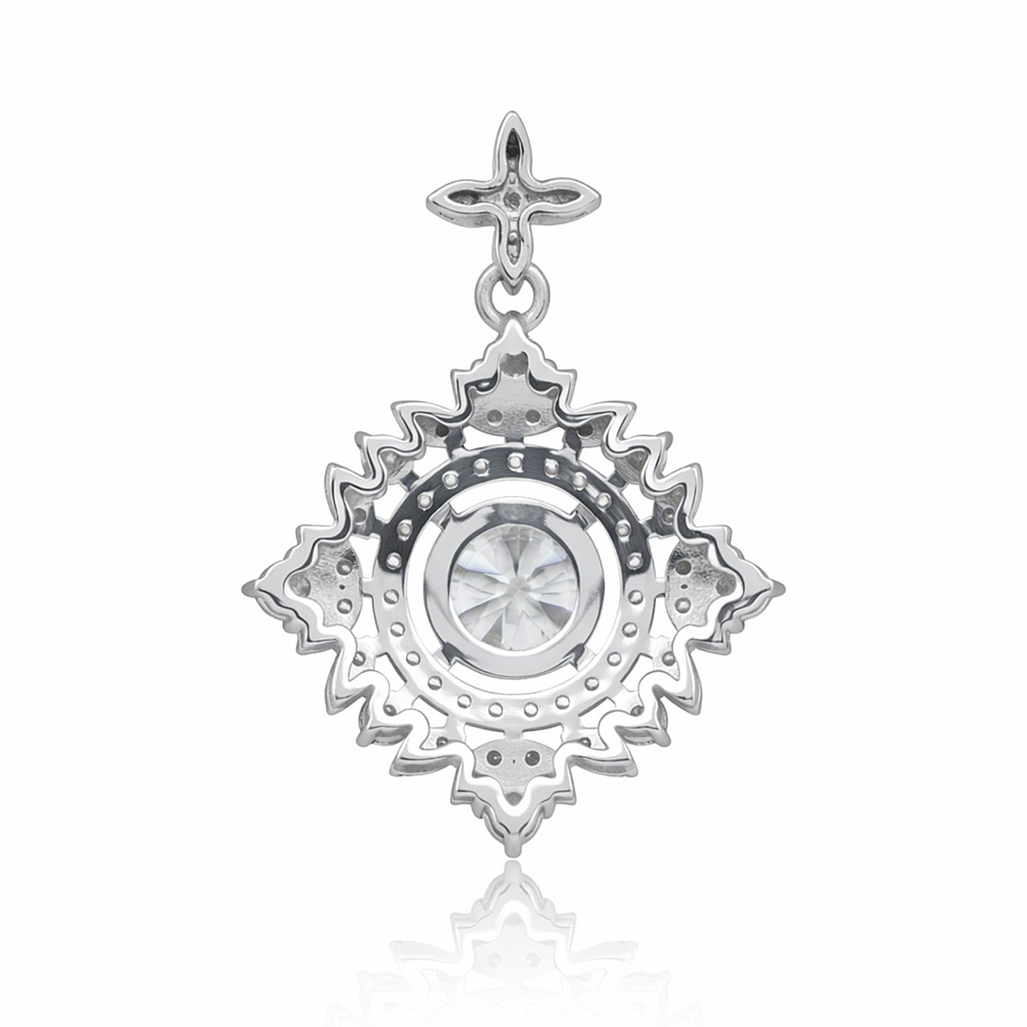 Certified 2.75 Ct White Moissanite Pendant In Vermeil 925 Silver Jewelry