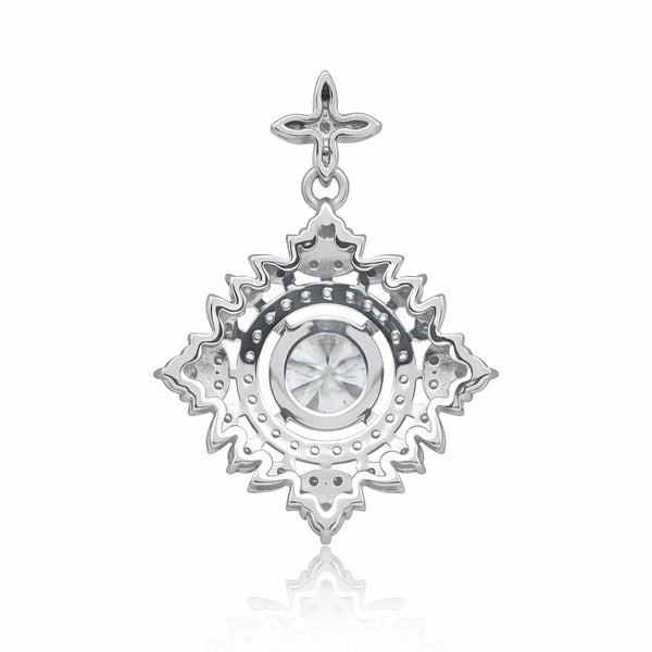 Certified 2.75 Ct White Moissanite Pendant In Vermeil 925 Silver Jewelry