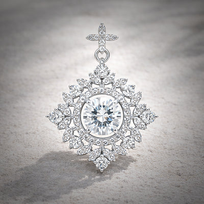 Certified 2.75 Ct White Moissanite Pendant In Vermeil 925 Silver Jewelry