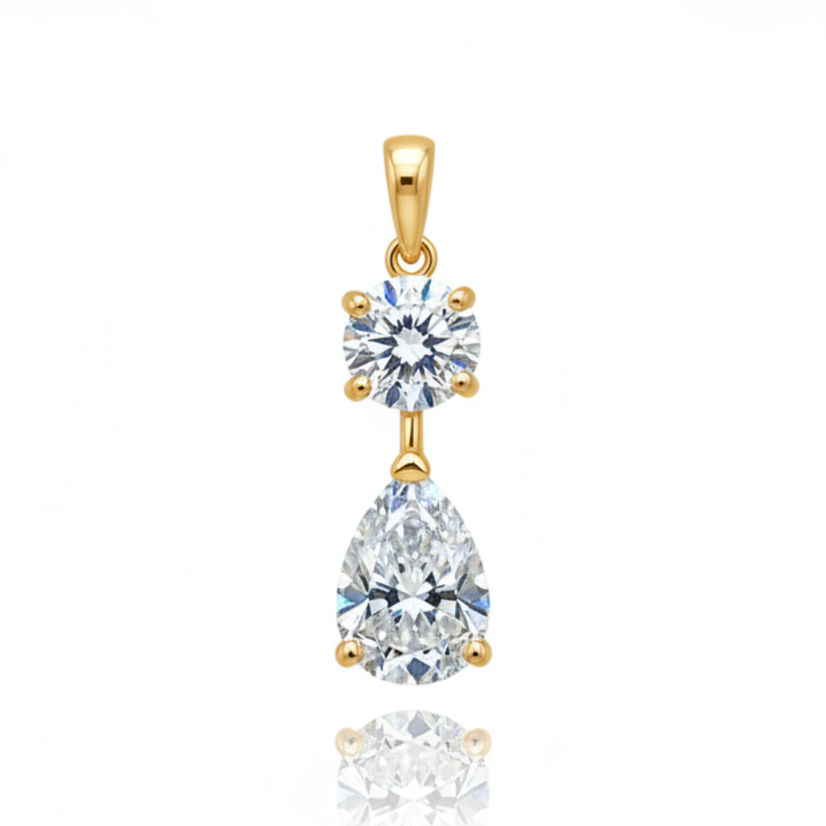 Beautiful 3Ct Certified Round Cut White Moissanite Pendant In 18K Gold Plated Verm 18K Gold Plated