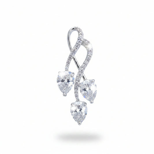 3.35 ct DEW Certified Pear Cut White Moissanite Pendant In 18K Gold Plated
