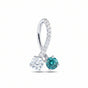 2.40 ct DEW Certified Round White & Blue Moissanite Pendant In 18K Gold Plated