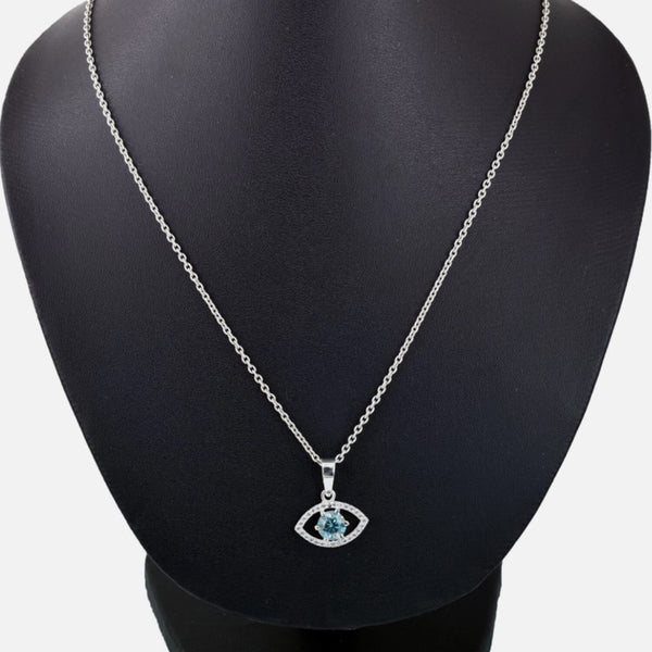 1.20 ct DEW Blue Moissanite Tear Drop Pendant In 18K Gold Vermeil