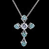5.00 ct DEW Round Cut Blue & White Moissanite In Gold Vermeil Plus-Shape Necklace