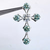 5.00 ct DEW Round Cut Blue & White Moissanite In Gold Vermeil Plus-Shape Necklace