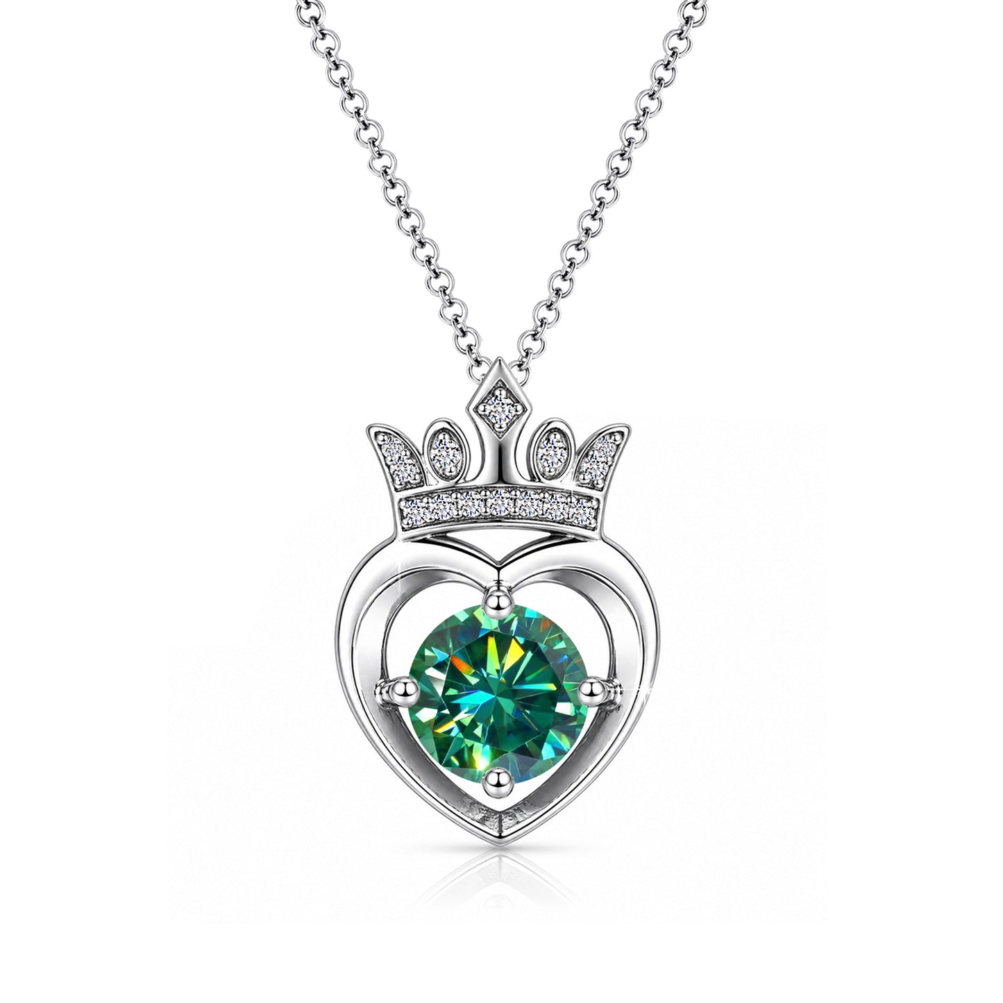 2.60 ct DEW Certified Round Cut Blue Moissanite Pendant In Vermeil 925 Silver