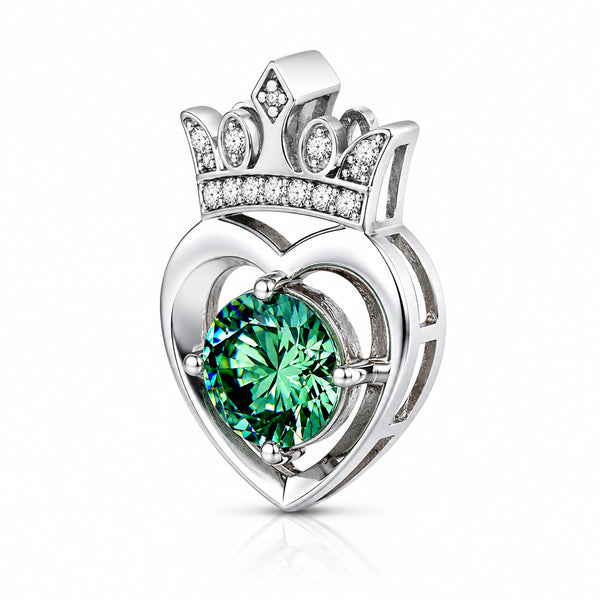 2.60 ct DEW Certified Round Cut Blue Moissanite Pendant In Vermeil 925 Silver