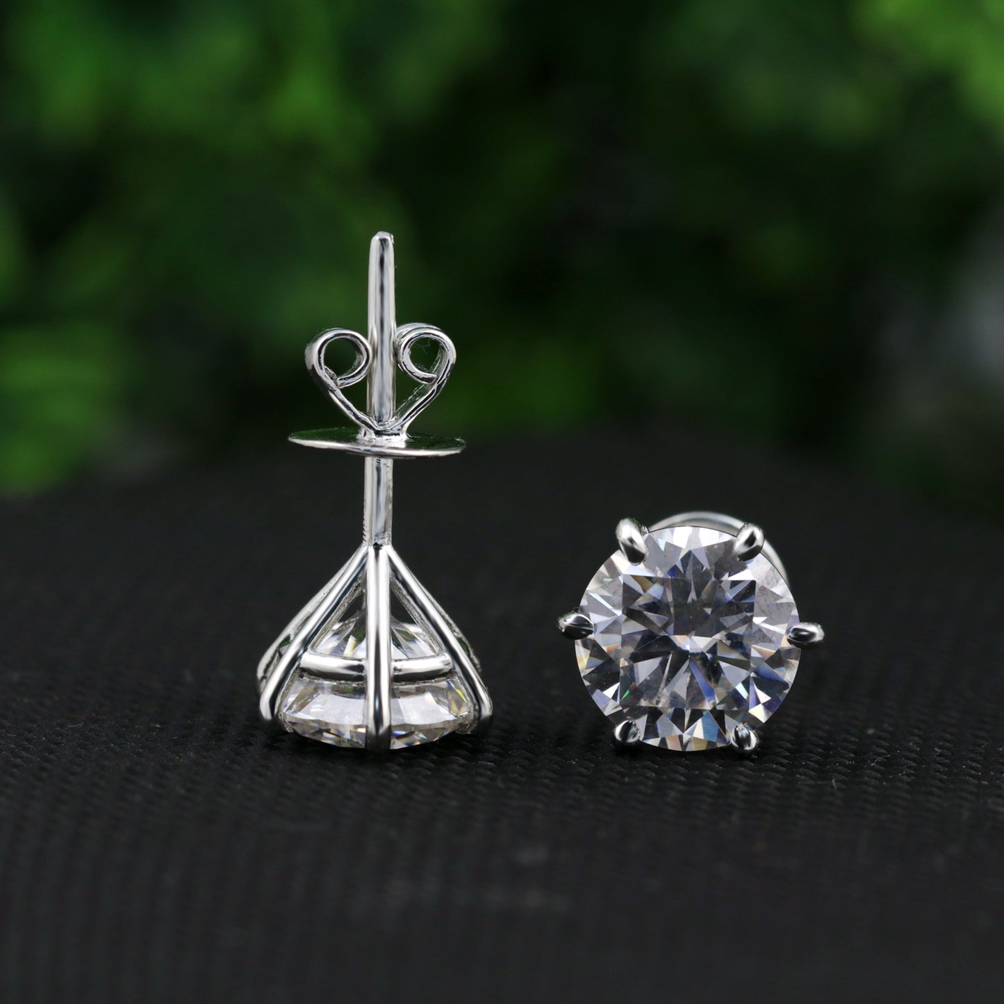 7.00 Ct Certified White Moissanite Solitaire Studs in Gold Vermeil