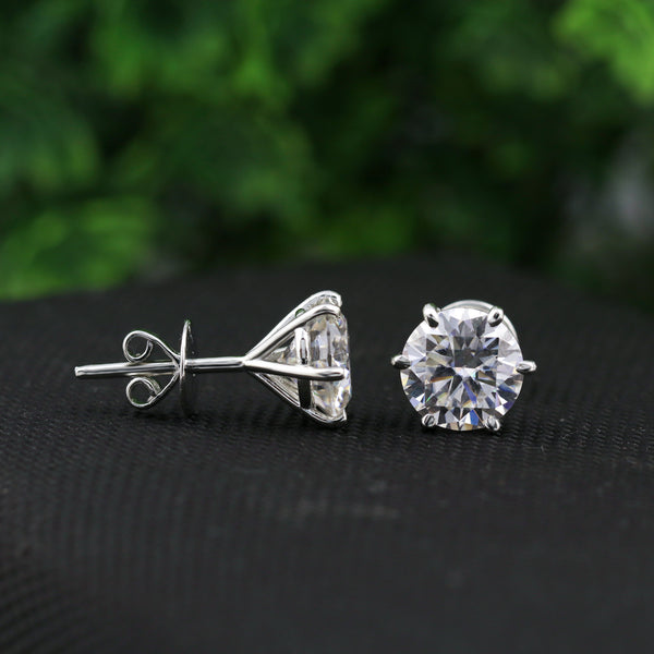 7.00 Ct Certified White Moissanite Solitaire Studs in Gold Vermeil