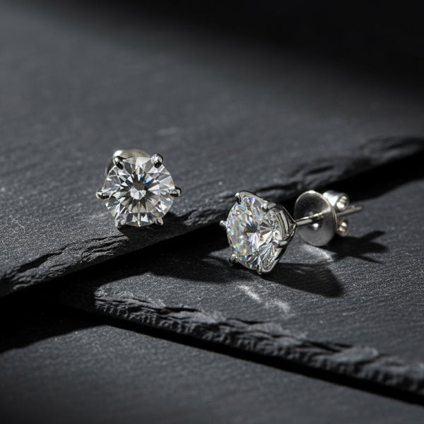 7.00 Ct Certified White Moissanite Solitaire Studs in Gold Vermeil