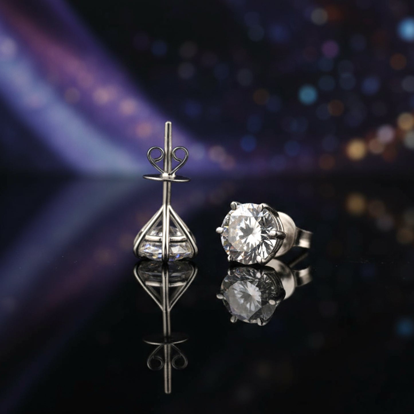 7.00 Ct Certified White Moissanite Solitaire Studs in Gold Vermeil