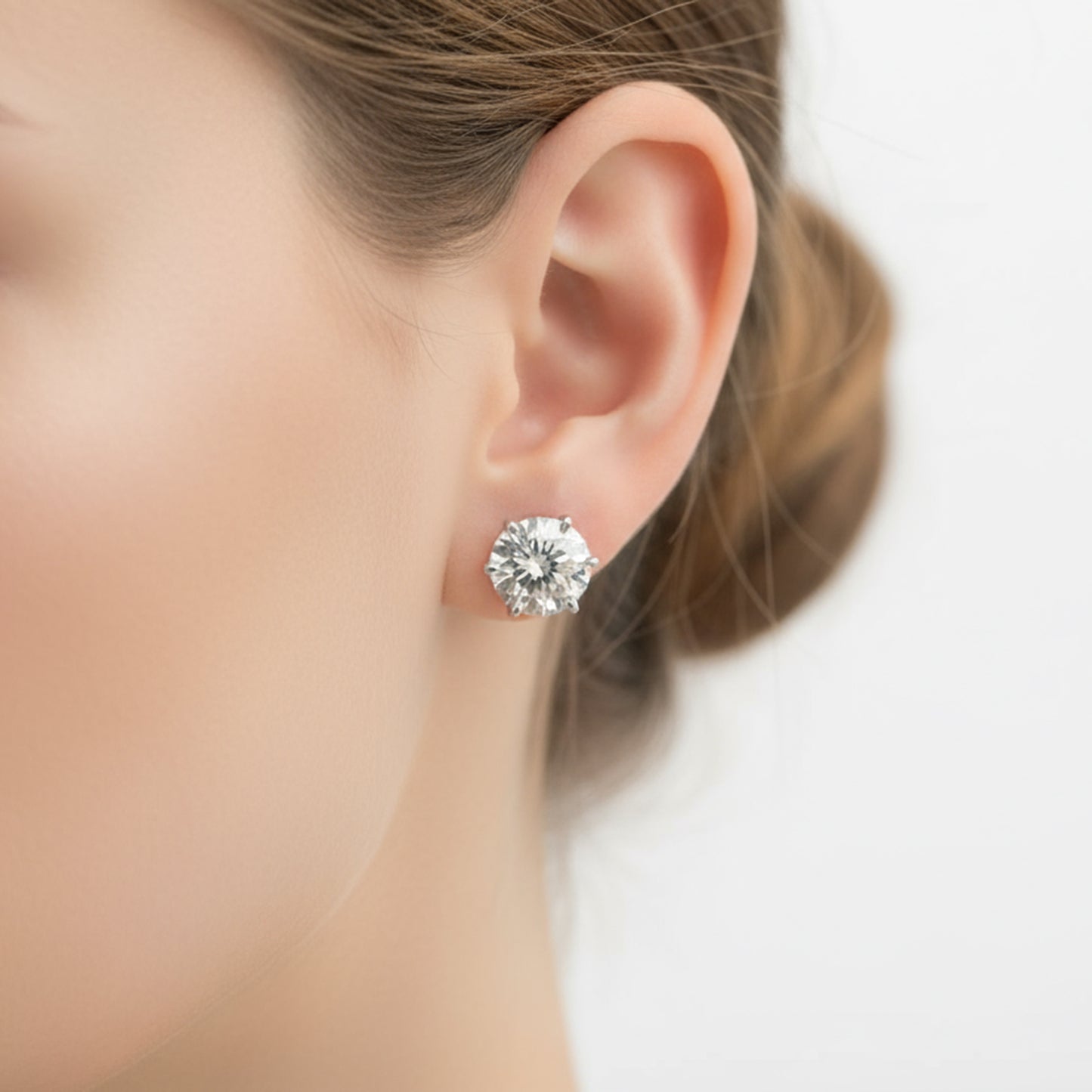 7.00 Ct Certified White Moissanite Solitaire Studs in Gold Vermeil