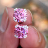 4.00 Ct Certified Pink Moissanite Solitaire Stud Earrings with Gold Vermeil
