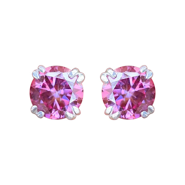 4.00 Ct Certified Pink Moissanite Solitaire Stud Earrings with Gold Vermeil
