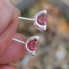 4.00 Ct Certified Pink Moissanite Solitaire Stud Earrings with Gold Vermeil