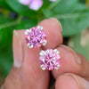 4.00 Ct Certified Pink Moissanite Solitaire Stud Earrings with Gold Vermeil