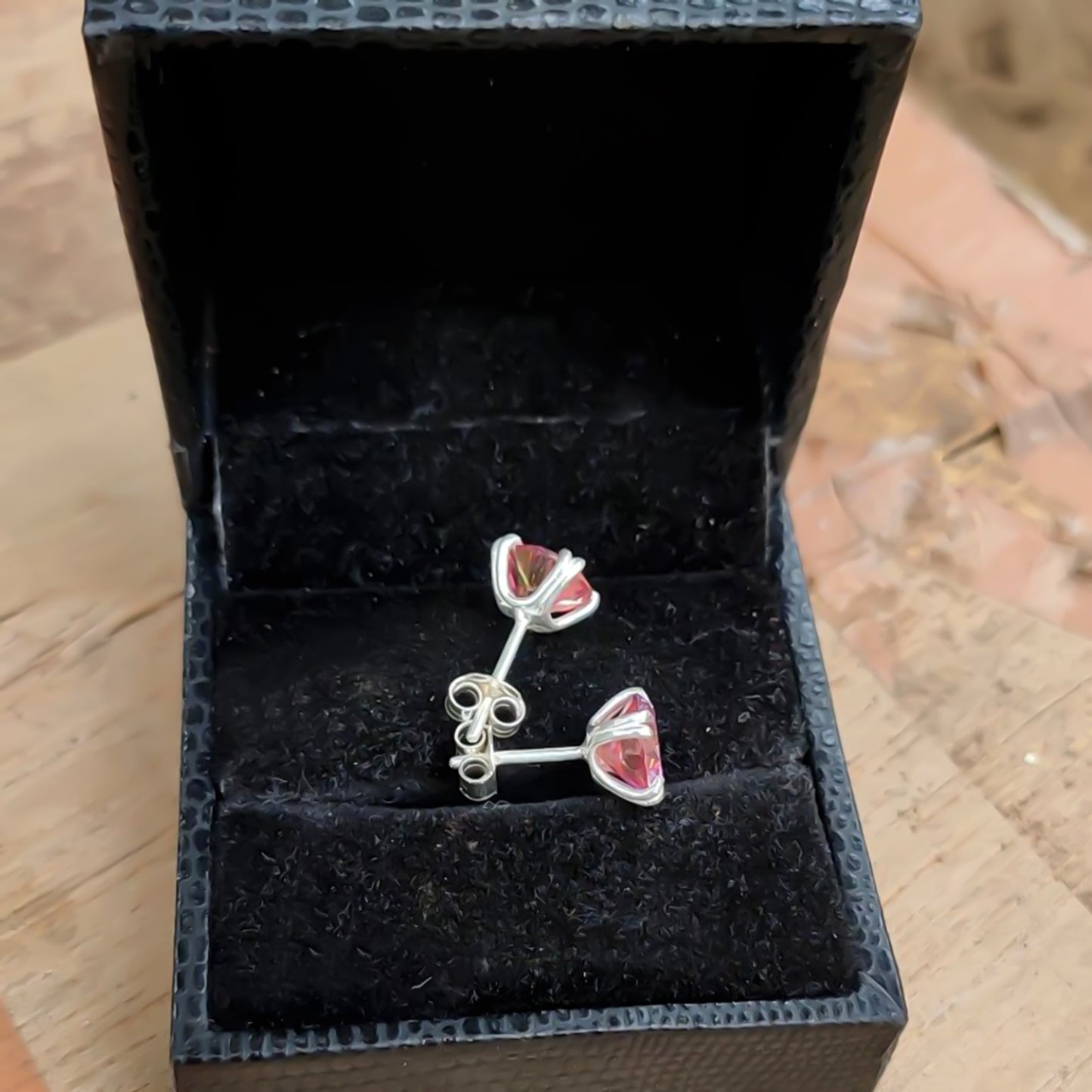 4.00 Ct Certified Pink Moissanite Solitaire Stud Earrings with Gold Vermeil