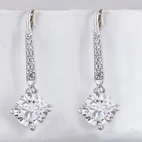 8.00 ct DEW Certified White Moissanite Dangler Earrings In Gold Vermeil