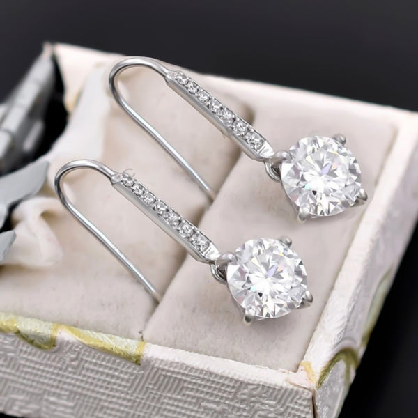 8.00 ct DEW Certified White Moissanite Dangler Earrings In Gold Vermeil