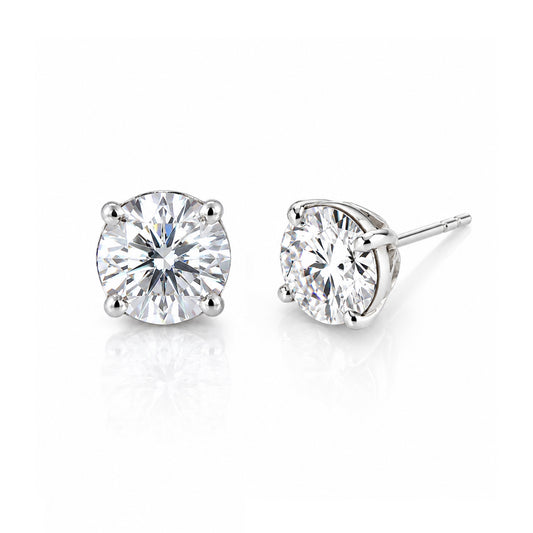 10.00 Ct Certified White Moissanite Solitaire Studs In Gold Vermeil
