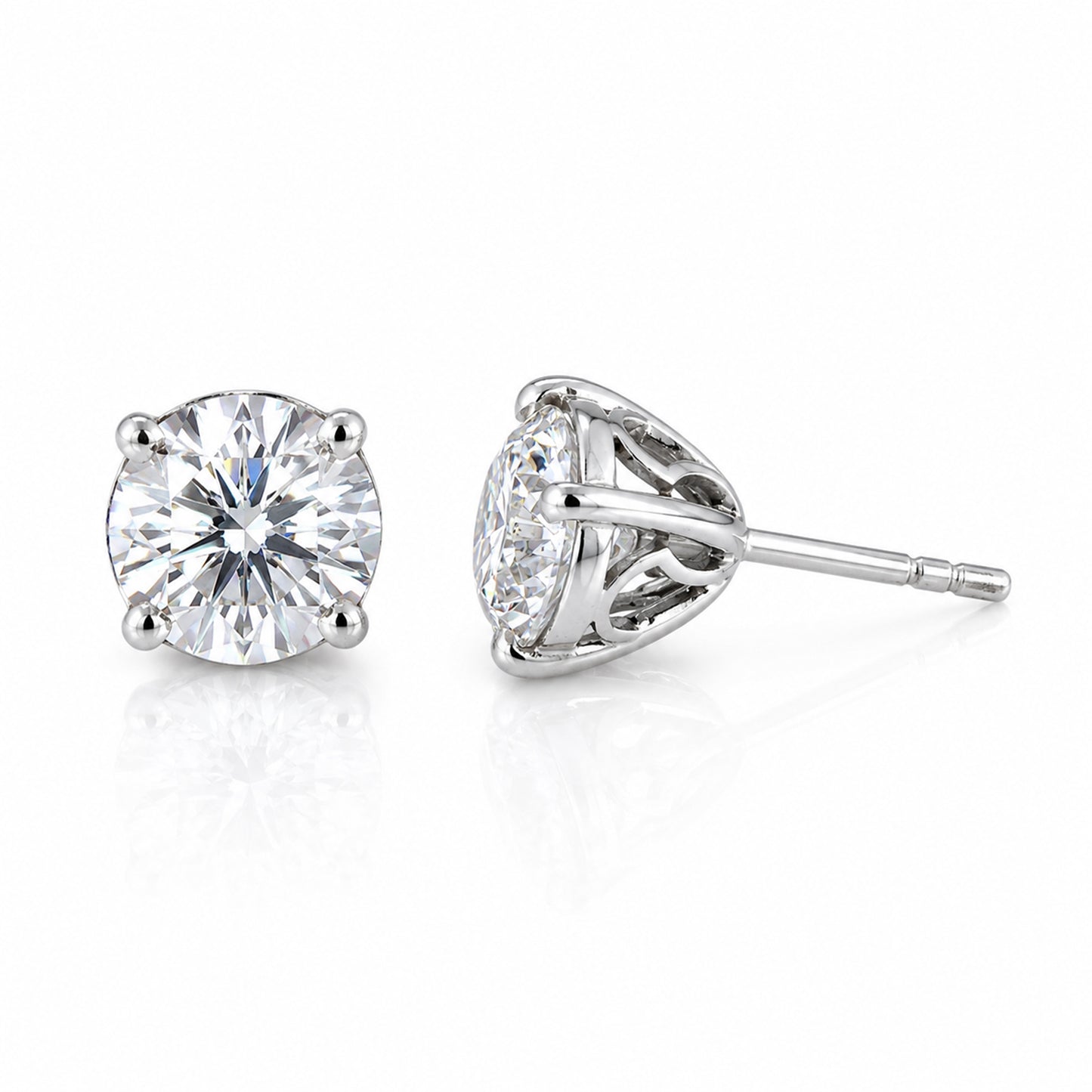 10.00 Ct Certified White Moissanite Solitaire Studs In Gold Vermeil