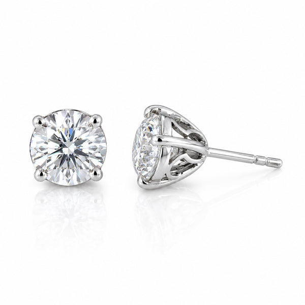 10.00 Ct Certified White Moissanite Solitaire Studs In Gold Vermeil