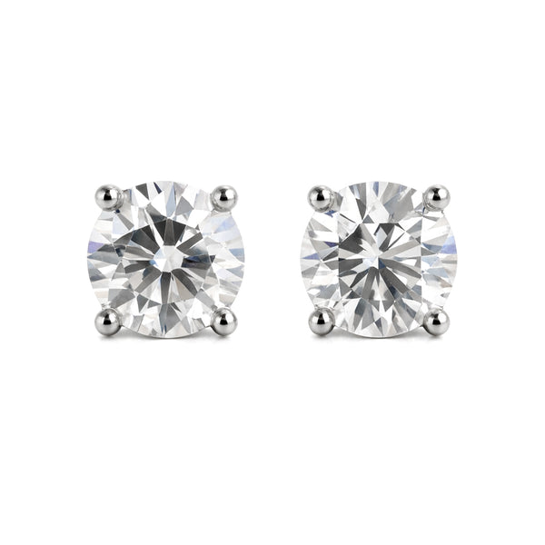 6.00 ct DEW Certified White Moissanite Solitaire Studs In Gold Vermeil