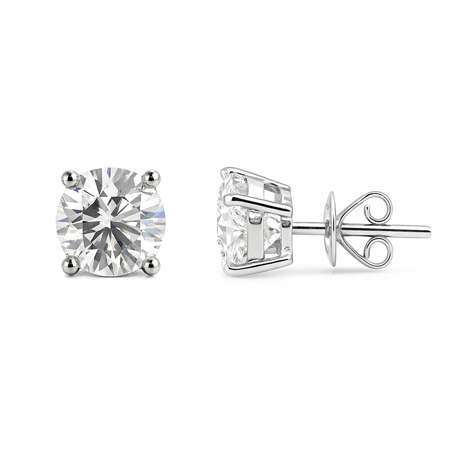 6.00 ct DEW Certified White Moissanite Solitaire Studs In Gold Vermeil