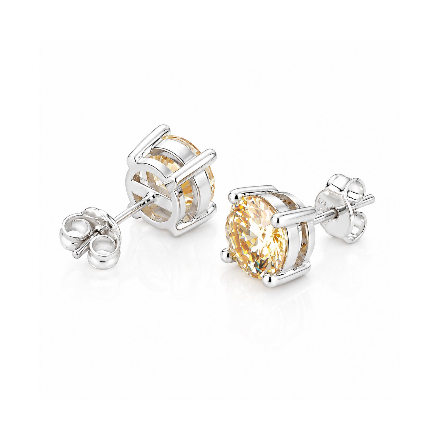 4.00 ct DEW Certified Champagne Moissanite Studs In Gold Vermeil For Gift