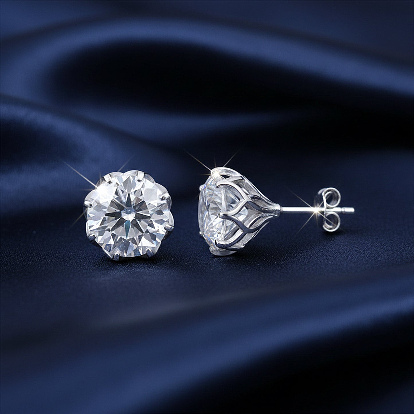 12.00 ct DEW Certified Moissanite Solitaire Stud Earrings In Gold Vermeil