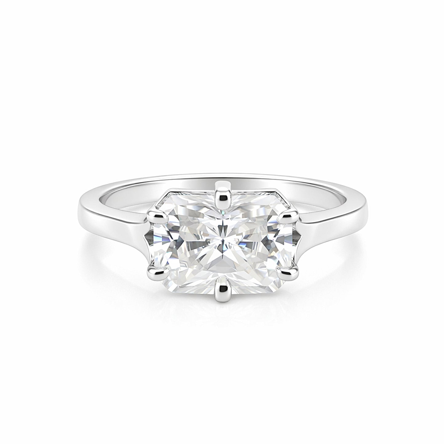 3.10 Ct Radiant Cut Lab Grown Diamond Ring — VS1 Clarity, 18k Gold Vermeil
